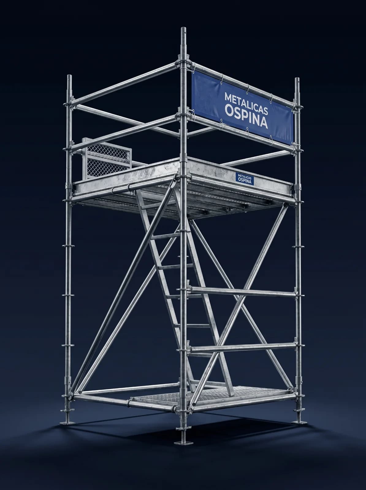 Torre de 2m + 1m de baranda de seguridad de 1.40 x 1.40m — Andamio Certificado en alquiler